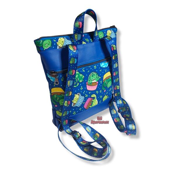 Cat Succulent Plant Cactus Small Yasmina Backpack Handmade Vinyl Faux Leather - Picture 3 of 9